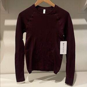 Athleta Deep Burgundy Crew Neck Top
